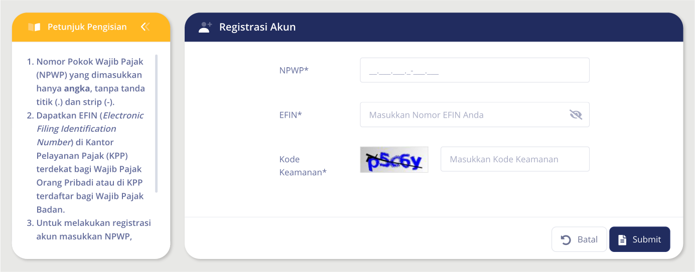 Registrasi EFIN di web Dirjen Pajak